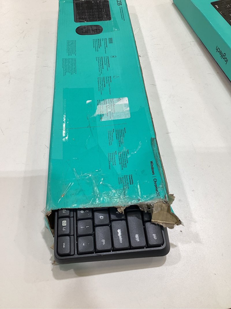 Condition photo showing As Is for Logitech MK235 Wireless Keyboard and Mouse Combo for Windows, 2.4 GHz Wireless Unifying USB Receiver, 15 FN Keys, Long Battery Life, Compatible with PC, Laptop