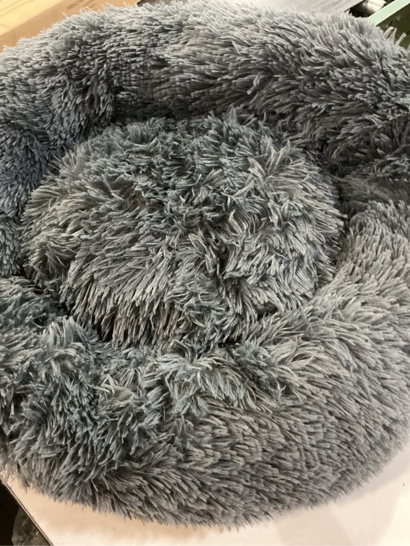 Condition photo showing Good Condition for petjett calming dog bed medium size dog - 30'' donut bed, washable dog bed, anti-slip & super soft fluffy plush round dog bed, anti-anxiety premium comfort pet bed, fits dogs upto 45 lbs - dark grey dark gray medium - 30”l x 30”w x 8”th