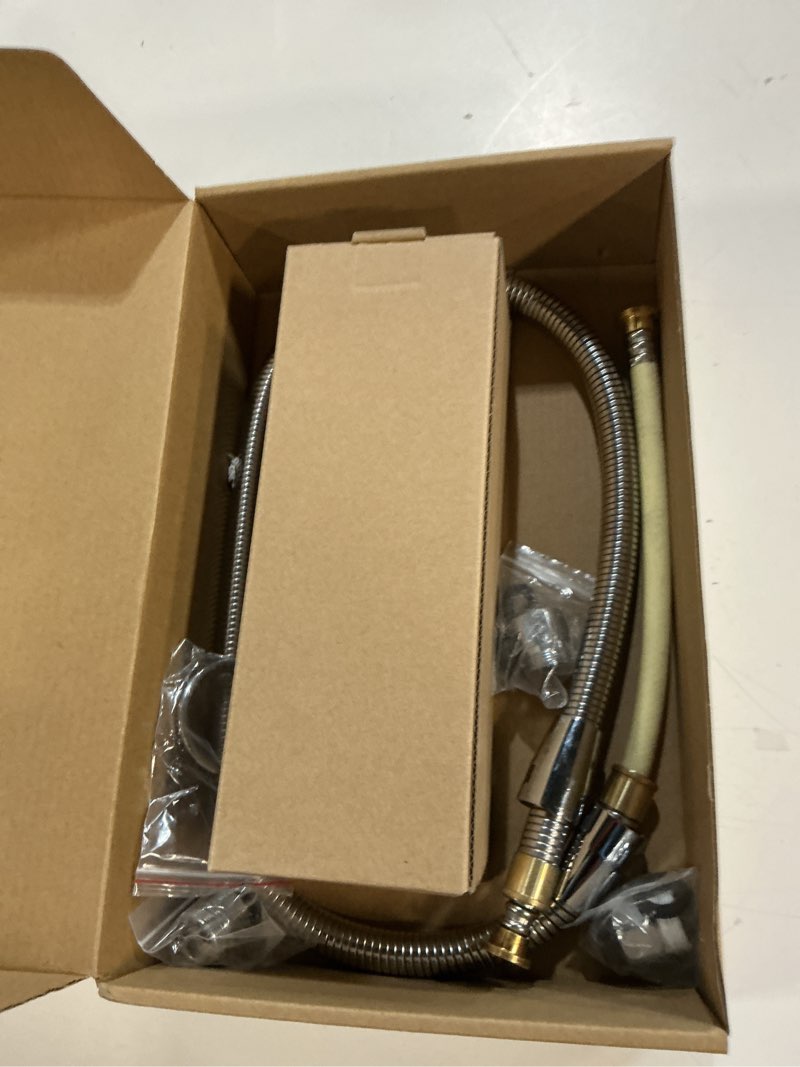 Condition photo showing New/Like New for mstjry spray valve with 45" pre rinse hose, commercial sink sprayer hose pre rinse sprayer with flexible stainless steel hose assembly for commercial kitchen faucets, polished chrome(black,3 adapters)