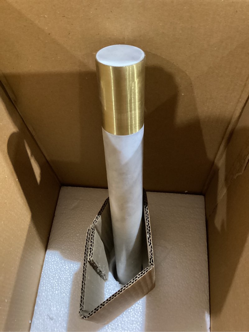 Condition photo showing As Is for bloomingville modern marble paper towel holder with brass accent band, white