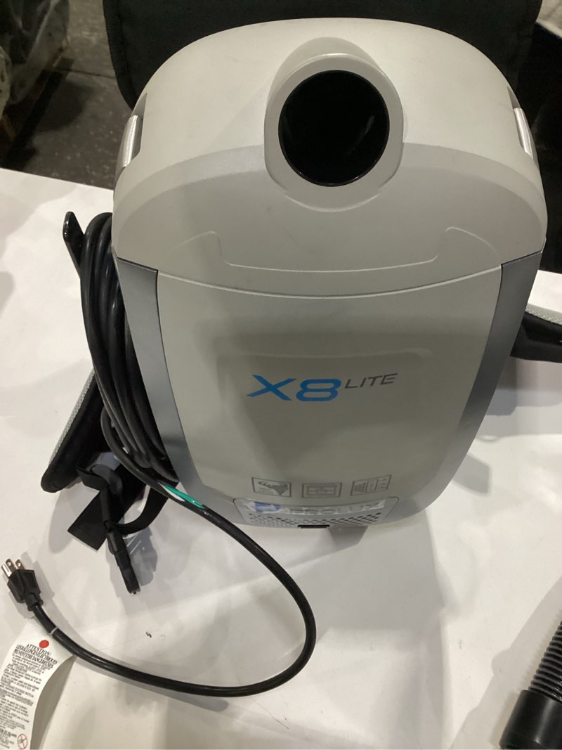 Condition photo showing As Is for **untested** prolux x8 lite backpack canister vacuum – lightweight hepa filtration for multi-surface cleaning