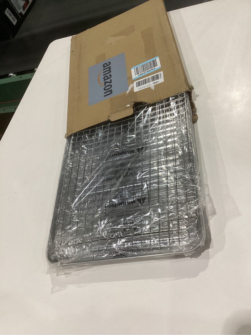 Condition photo showing New/Like New for ROTTAY Baking Sheet, Half Sheet Pan with Cooling Rack Set [2 Pans + 2 Racks], Stainless Steel Baking Pan for Oven, Warp Resistant & Heavy Duty & Rust Free, Size 18 x 12 x 1 Inches 18" X 12" X 1"