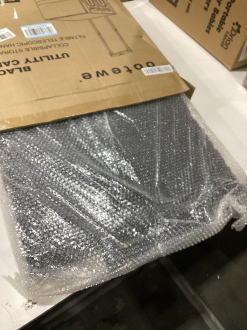 Condition photo showing New/Like New for Folding Utility Cart Black Portable Rolling Crate Handcart Foldable Shopping Trolley Collapsible, with Lid, on Wheels, for Grocery, Garden, Office, Storage, Teacher, Tool (Black)