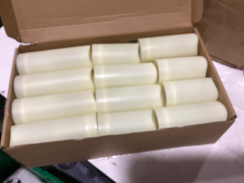 Condition photo showing As Is for yoroxrg set of 24 waterproof outdoor flameless candles, led candles with 4 remote and timer,(h 4" 5" 6" x d 2.2"),for christmas,halloween,wedding,festival 24pack-iovry