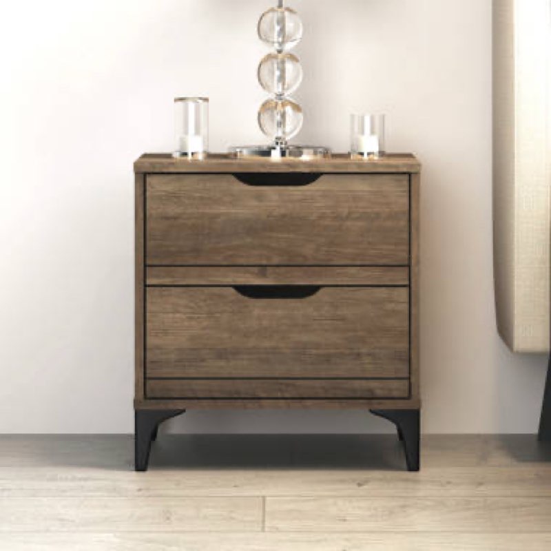 2 drawer nightstand knotty oak