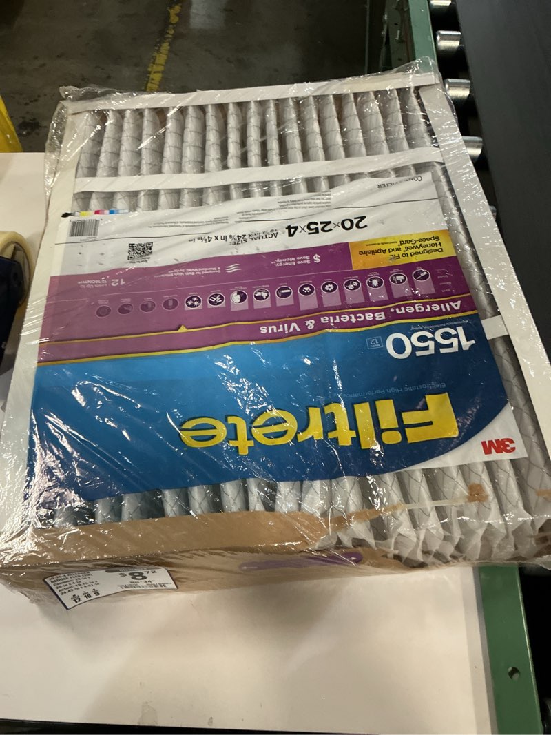 Condition photo showing Good Condition for Filtrete 20" x 25" x 4" Allergen Bacteria and Virus Air Filter 1550 MPR: MERV 12 Electrostatic for Home Furnaces