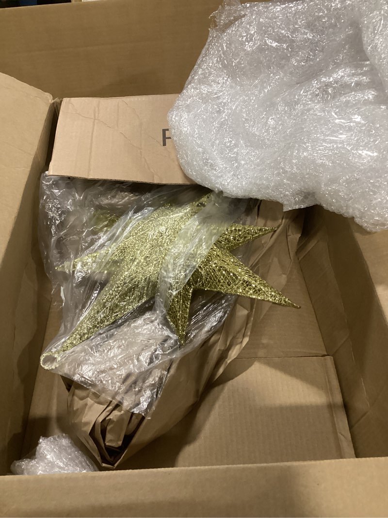 Condition photo showing As Is for Retisee 1 Pcs 24 Inch Christmas Glitter Bethlehem Star Large LED Outdoor Xmas Lights Powered Hanging Outdoor Lighted Christmas Star for Yard Porch Festival Xmas Holiday Nativity Wedding (White) White 1