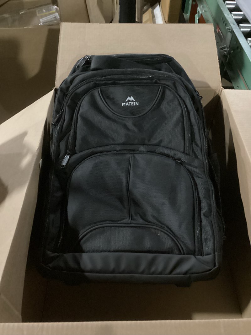 Condition photo showing Good Condition for MATEIN Rolling Backpack, 17 inch Water Resistant Wheeled Laptop Backpack, Carry on Luggage Business Bag, Overnight College Computer Bag Trolley Suitcase for Men Women Adults to Travel, Black 17-inch Black