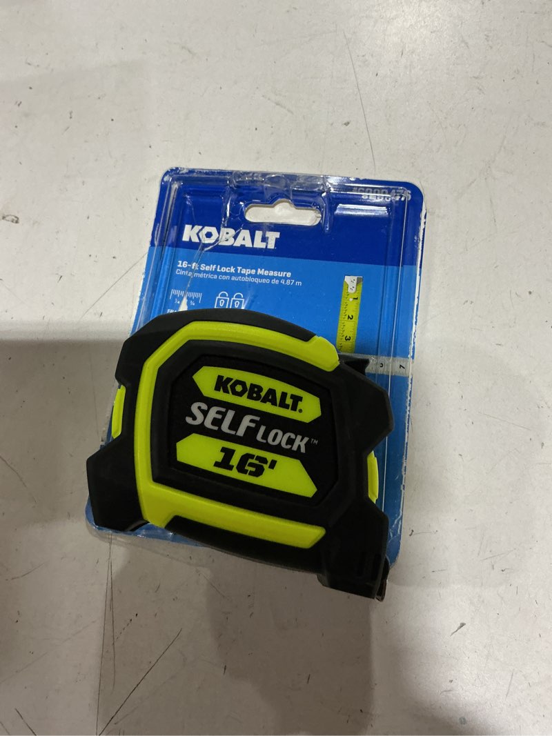 Condition photo showing As Is for kobalt self lock 16-ft auto lock tape measure