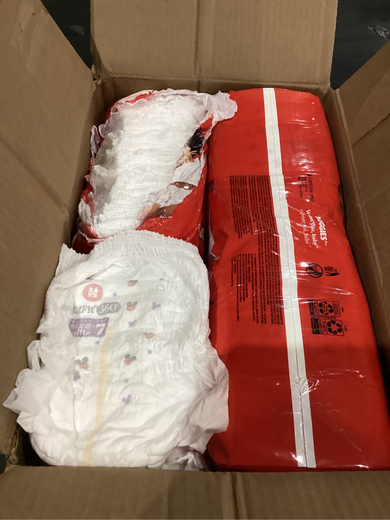 Condition photo showing As Is for huggies little movers huggfit 360 pull on diapers - size 7 - 88ct
