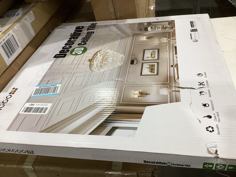 Condition photo showing As Is for STICKGOO Glue Up Ceiling Tiles, 24x24 Inch PVC Decorative Drop Ceiling Tile Antique Copper 48 Sq. Ft, Pack of 12 Tiles 24"x24" Antique Copper
