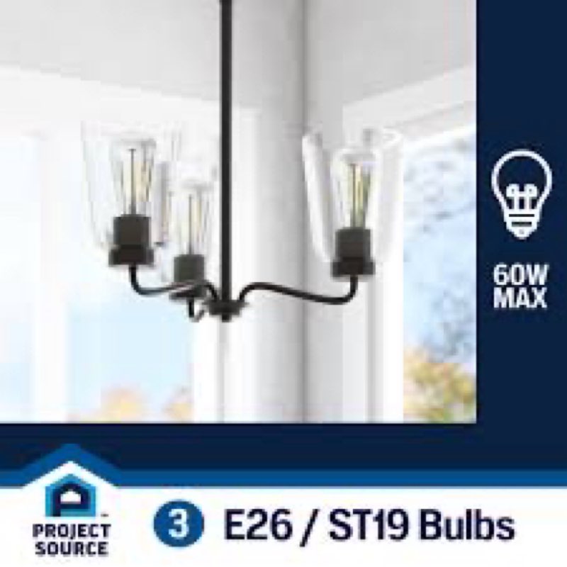 project source traywick 3-light matte black transitional led chandelie