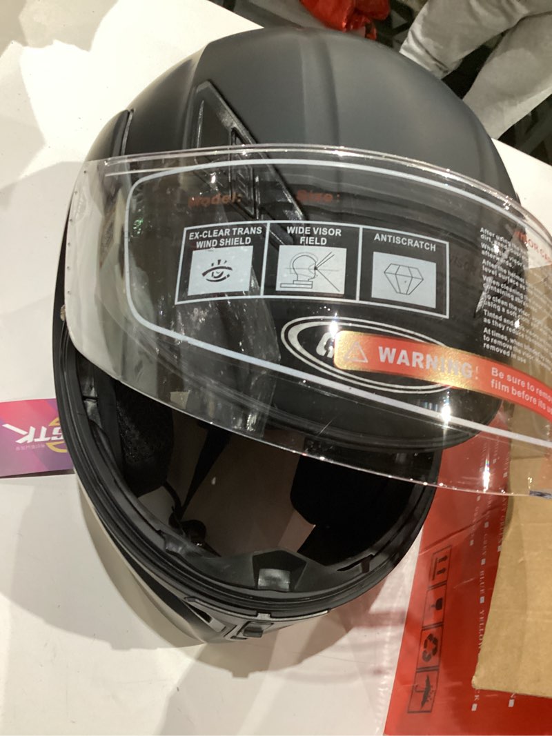Condition photo showing Good Condition for full face motorcycle helmet dot approved modular - interchangeable lens, breathable abs motocross helmet with detachable washable liner for youth & adults matte black x-large with wirless earphone
