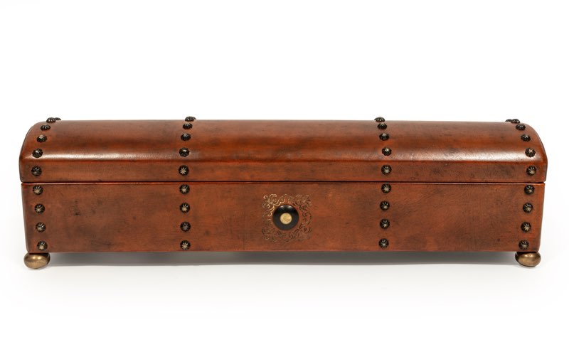 Sarreid Ltd. Embossed Leather And Stud Embellished Telescope Box