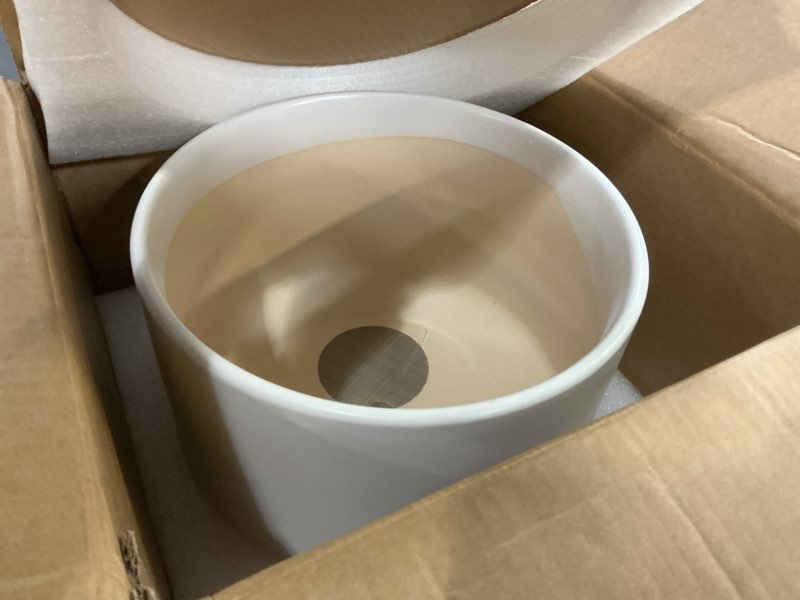 Condition photo showing New/Like New for le tauci 12 inch pots for plants, ceramic plant pots with drainage holes and saucers, elegant and durable large plant pot, perfect for home & office decor, white white 12 inch
