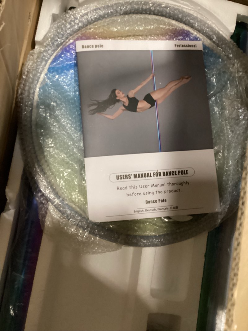 Condition photo showing Good Condition for Dance Pole Set -Premium Height Adjustable 7.38-8.85ft Portable 45mm Diameter 360°Spinning Dancing Pole for Home,200KGS Capacity,Drill-Free Installation with Floor-to-Ceiling Stability Colorful