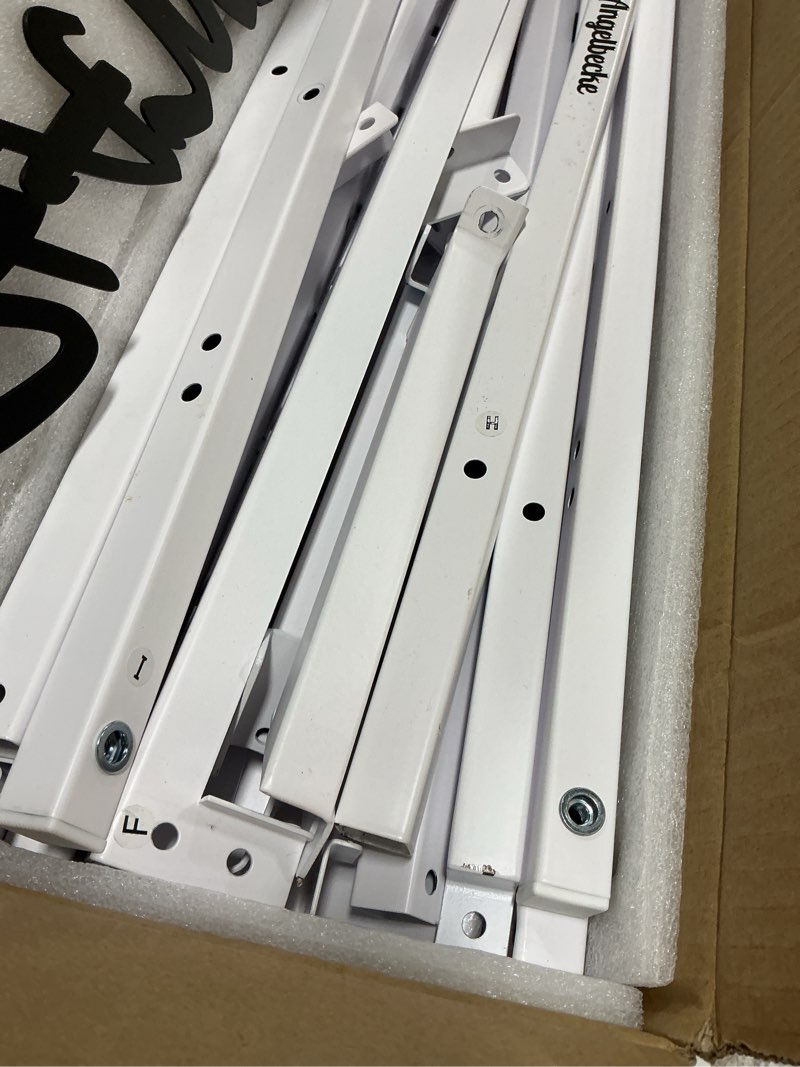 Condition photo showing As Is for Champagne Wall Holder for Party, 5-Tier White Metal Flutes Display Stand Hold 40 Glasses, Champagne Glass Holder for Bar, Wedding, Party, Hotel, Restaurant, Glasses Not Included