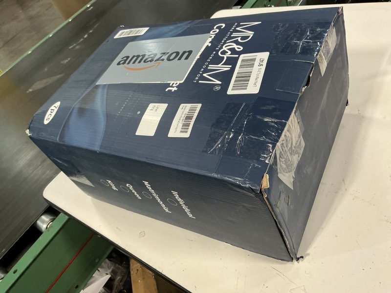 Condition photo showing New/Like New for MR&HM Tufted Boho Comforter Set King Size, Linen Farmhouse Bedding Set, Bed in a Bag Set 7 Pieces with 1 Comforter, 2 Pillow Shams, 2 Pillowcases, 1 Flat Sheet, 1 Fitted Sheet for All Seasons 3- Linen King