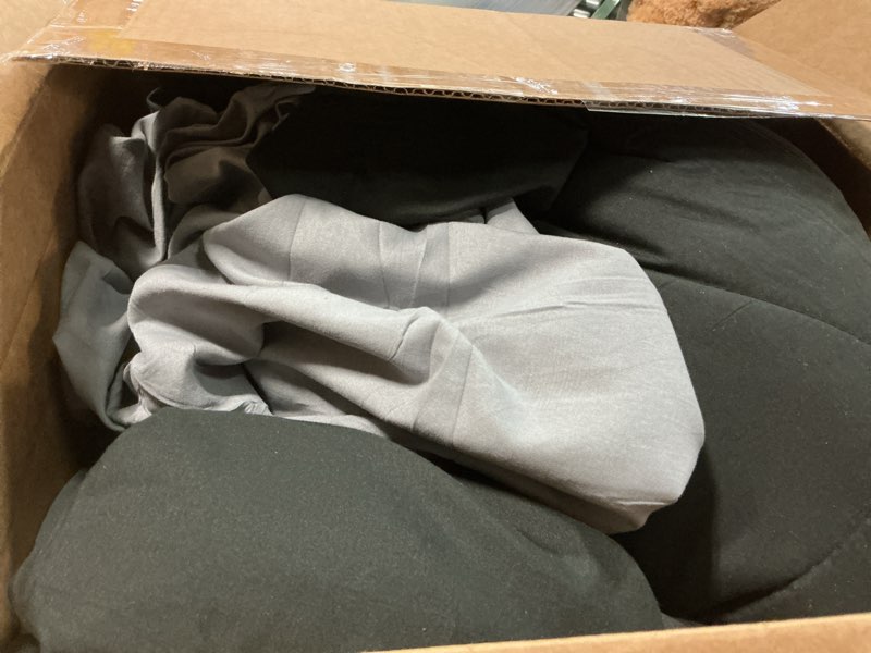 Condition photo showing As Is for BEDELITE Queen Comforter Set 7 Pieces Bed in A Bag - Soft Microfiber Reversible Black Bed Set with Comforters, Sheets, Pillowcases & Shams, Cozy Luxury Bedding Sets for All Season Black Queen