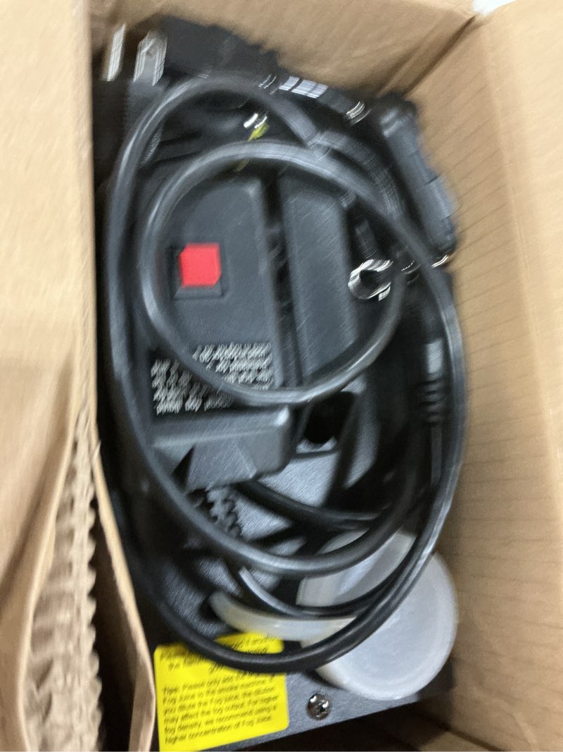 Condition photo showing Good Condition for agptek fog machine, smoke machine with 12 colorful led lights effect, upgraded auto mode 600w 4000cfm fog & 1 wireless remote,low fluid auto shut-off,good for wedding halloween party and stage effect