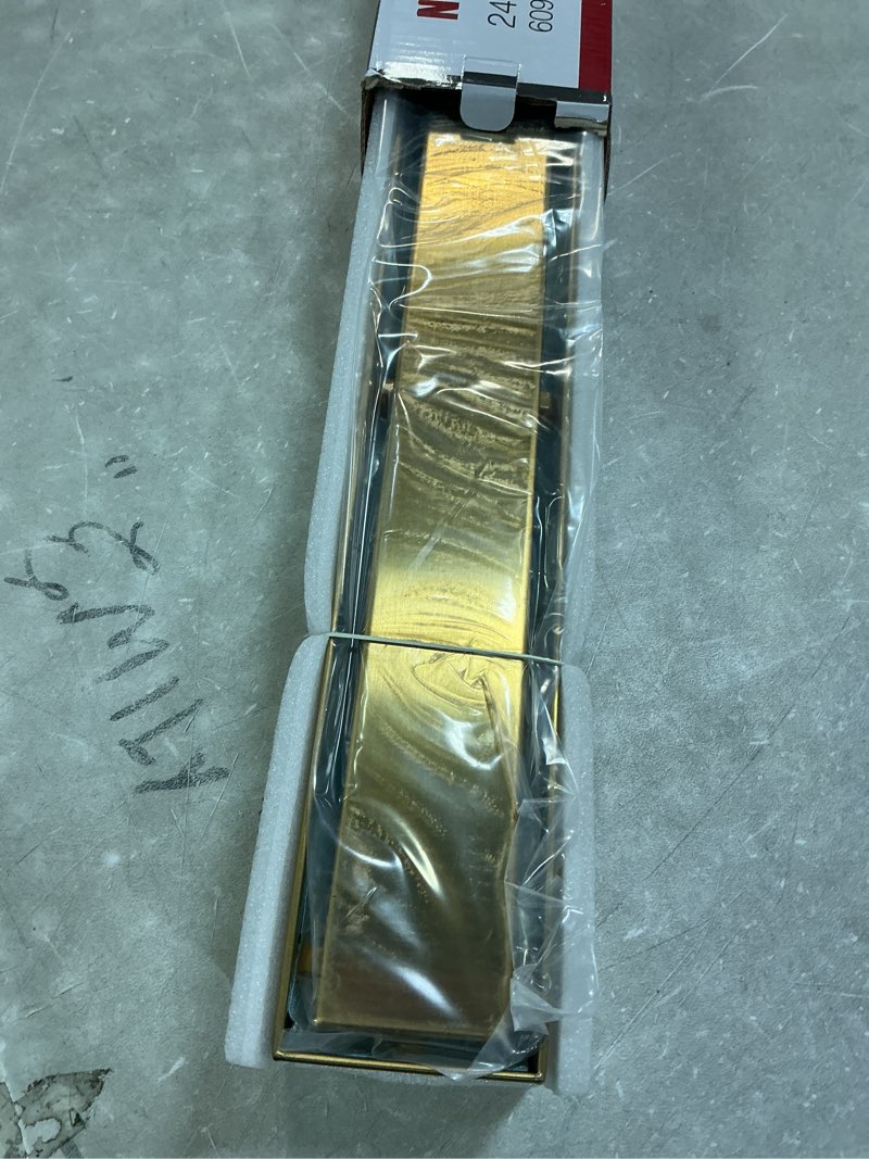 Condition photo showing Good Condition for Neodrain 24-Inch Gold Linear Shower Drain, 2-in-1 Flat & Tile Insert Cover, Stainless Steel Linear Drain, Brushed Brass Rectangle Shower Floor Drain with Hair Strainer, Watermark&CUPC Certified Golden 24 In