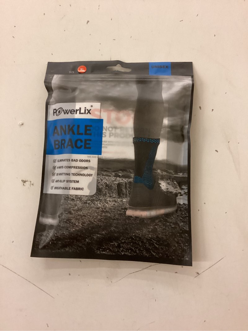 Condition photo showing New/Like New for powerlix ankle brace compression support sleeve (pair) for injury recovery, joint pain and more. plantar fasciitis foot socks with arch support, eases swelling, heel spurs, achilles tendon
