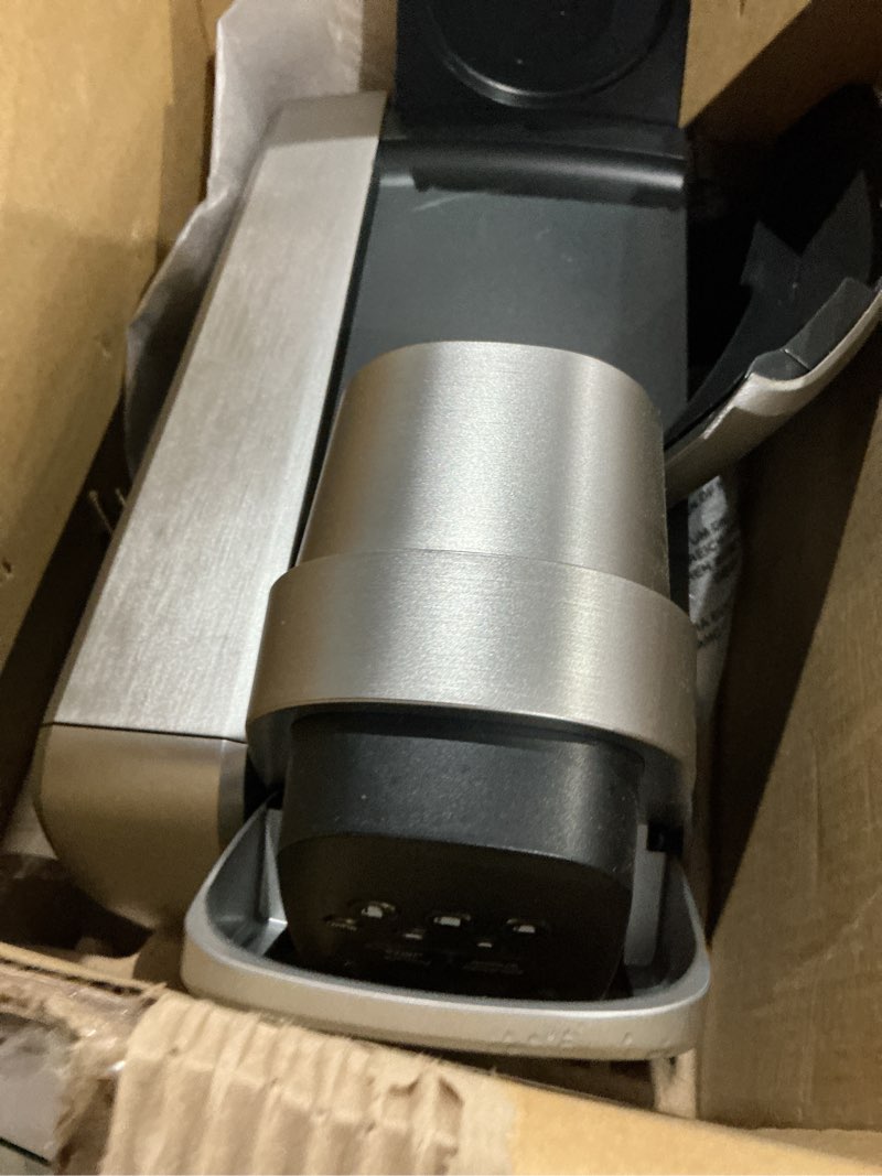 Condition photo showing As Is for keurig k-elite single serve k-cup pod coffee maker, with strength and temperature control, iced coffee capability, 8 to 12oz brew size, programmable, brushed silver