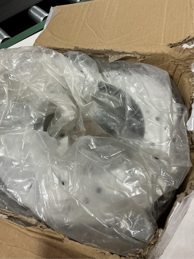 Condition photo showing As Is for kax front brake kit, drilled and slotted brake rotors, ceramic brake pads | fits dodge ram 2500 2000-2002, dodge ram 3500 2000-2002, automotive replacement brake kit drilled&slotted front-5393+d859