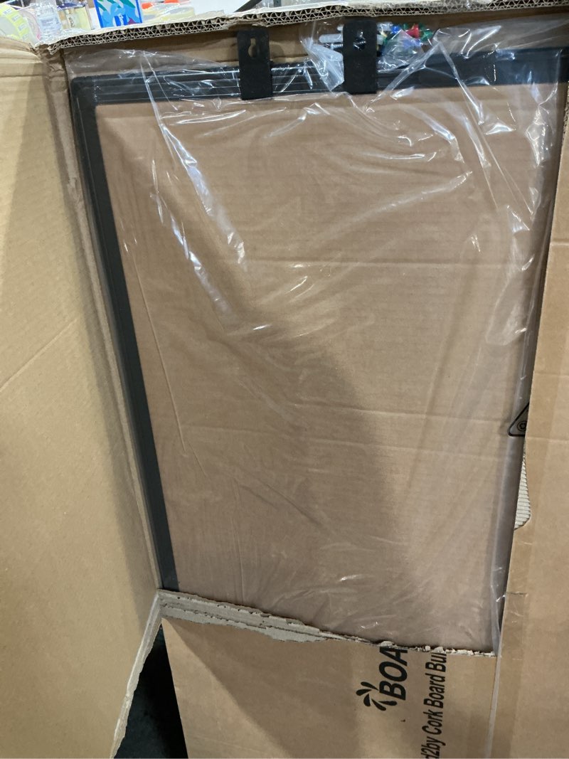 Condition photo showing Good Condition for board2by cork board bulletin board 48" x 36", black aluminium framed 4x3 corkboard, office board for wall cork, large wall mounted notice pin board with 18 push pins for school, home & office black 46" x 32