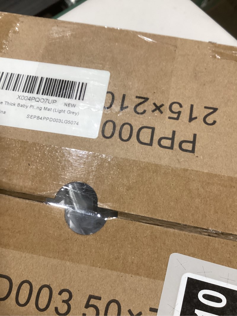 Condition photo showing New/Like New for Large Thick Baby Play Mat for Floor,Padded 74x50 Playpen Mat,Foam Tummy Time Mat,Soft Support&Plush Feel Nursery Rug,Non Slip for Toddler,Infants,Kids Play,Yoga,Baby Crawling Mat (Light Grey) Grey 74"x50"