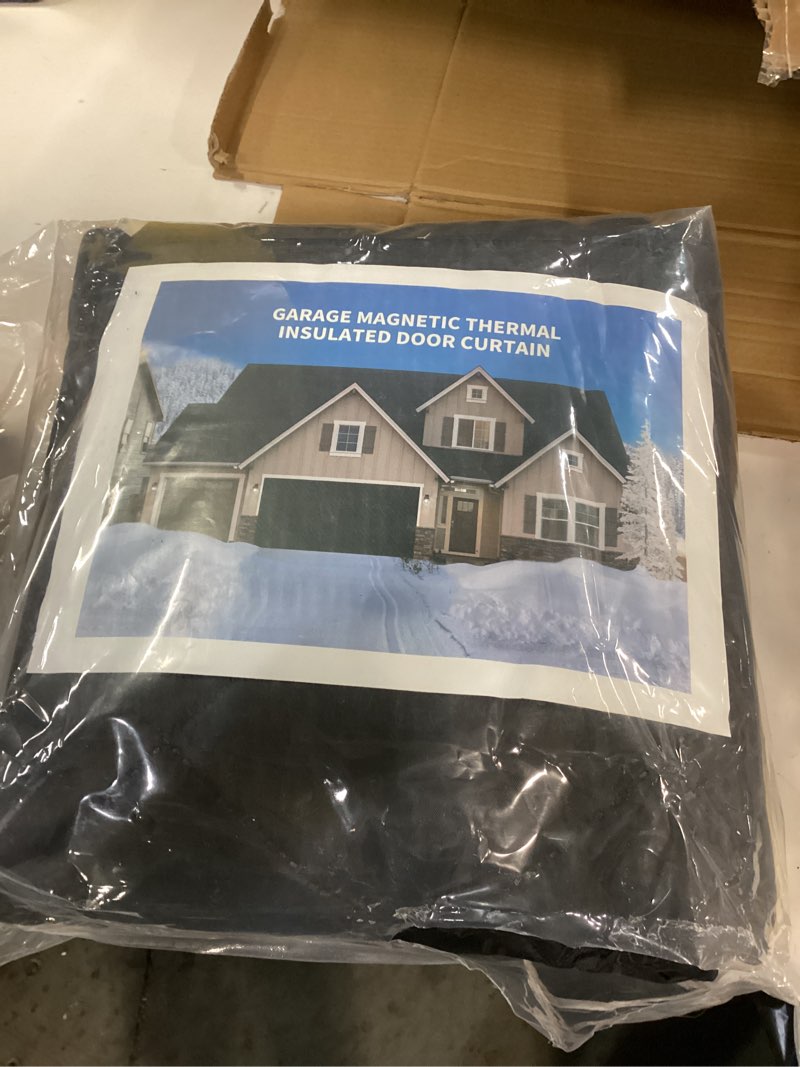 Condition photo showing New/Like New for garage door screen for winter,magnetic thermal insulated door curtain? weatherproof, windproof, soundproof(9 * 7ft) 9*7ft black