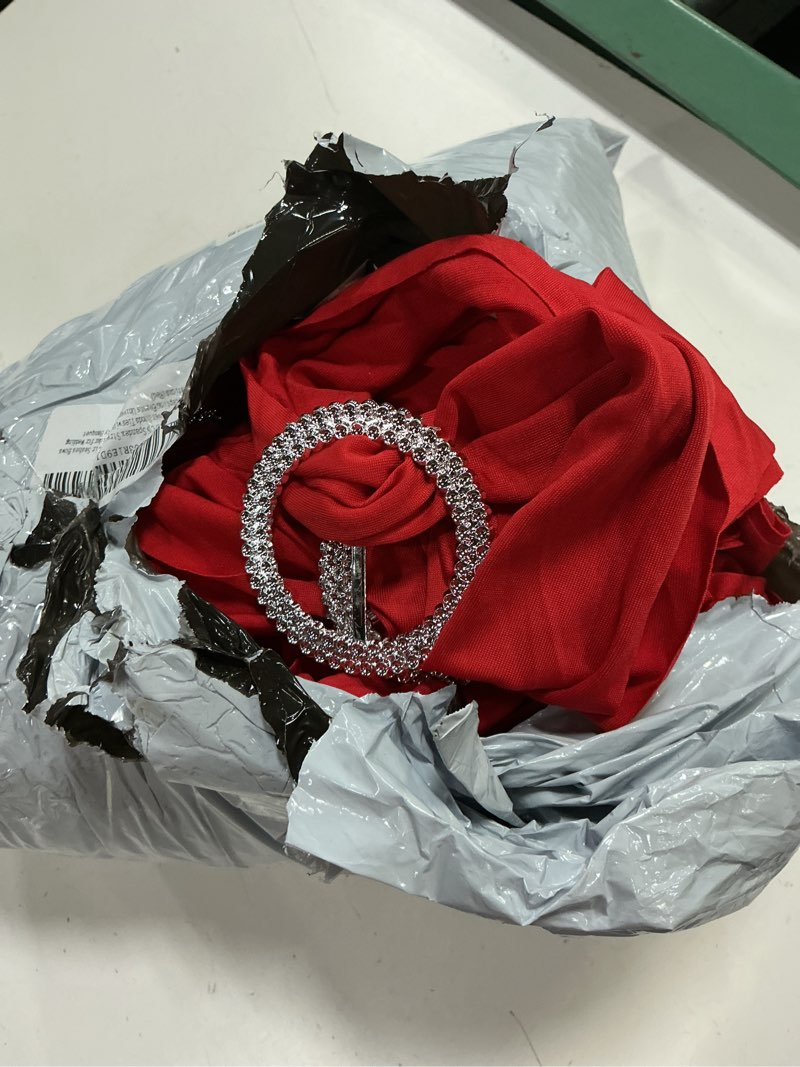 Condition photo showing As Is for 100pcs spandex stretch chair sashes bows elastic chair cover bands ties with buckle slider for wedding party reception events universal ceremony banquet decorations(red) red 100 pcs