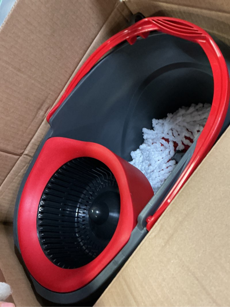 Condition photo showing As Is for O-Cedar EasyWring Microfiber Spin Mop, Bucket Floor Cleaning System, Red, Gray, Standard