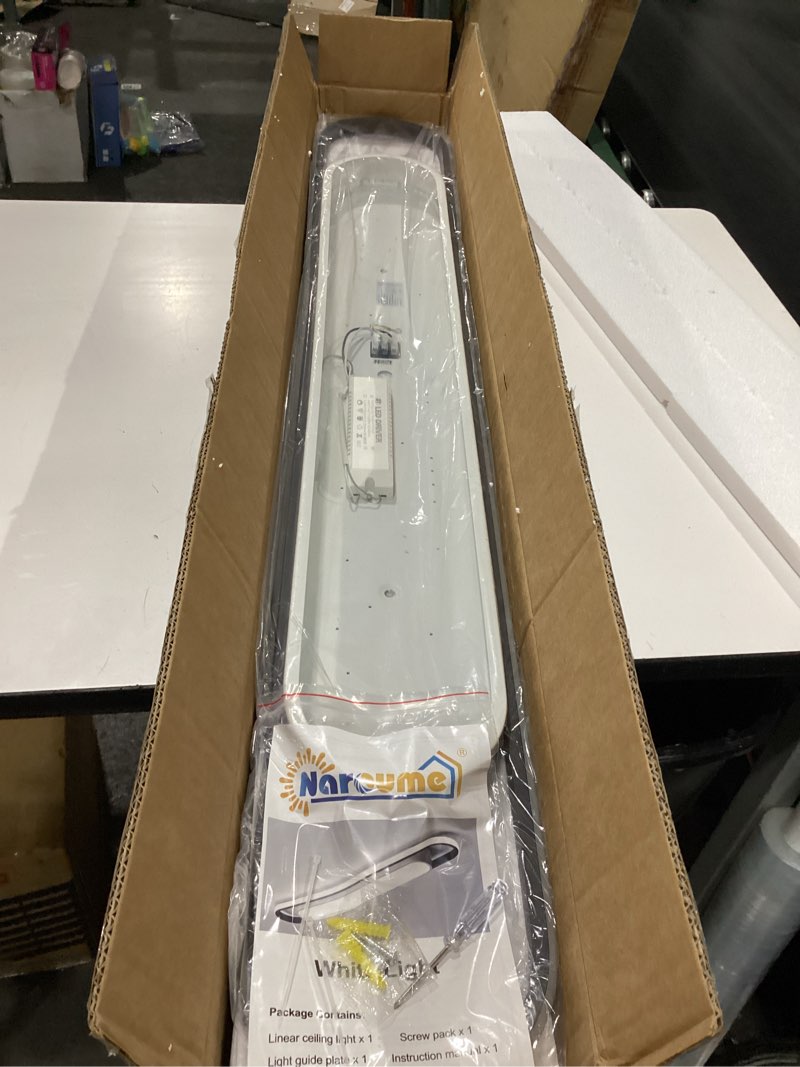 Condition photo showing New/Like New for 4ft modern hallway ceiling lights, 6500k acrylic linear ceiling lamp,65w metal led ceiling light fixture,kitchen dining living room laundry, garage cloakroom lighting (48inch) white light 48 inch (4 ft)