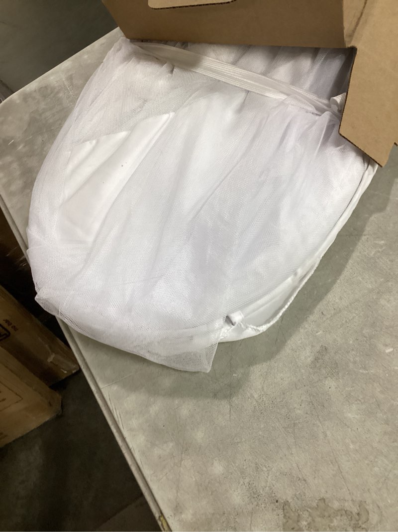 Condition photo showing As Is for crib tent to keep baby from climbing out, crib net to keep baby in - mesh climbing prevention, pop up tent with two-way self-locking metal zipper (white, large) lager white