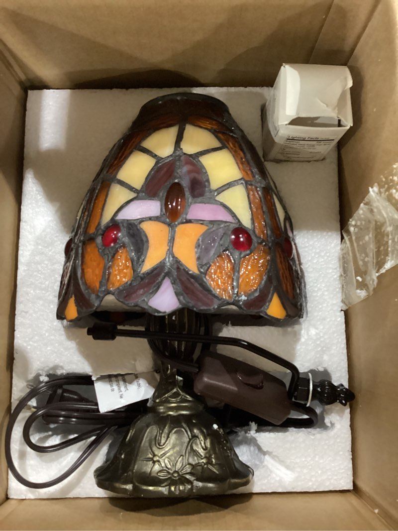 Condition photo showing New/Like New for grand 8-inch tiffany style table lamp,handcrafted baroque stained glass lamp with led bulb,elegant tiffany lamps for living room, office, bedroom decor. 8 inches