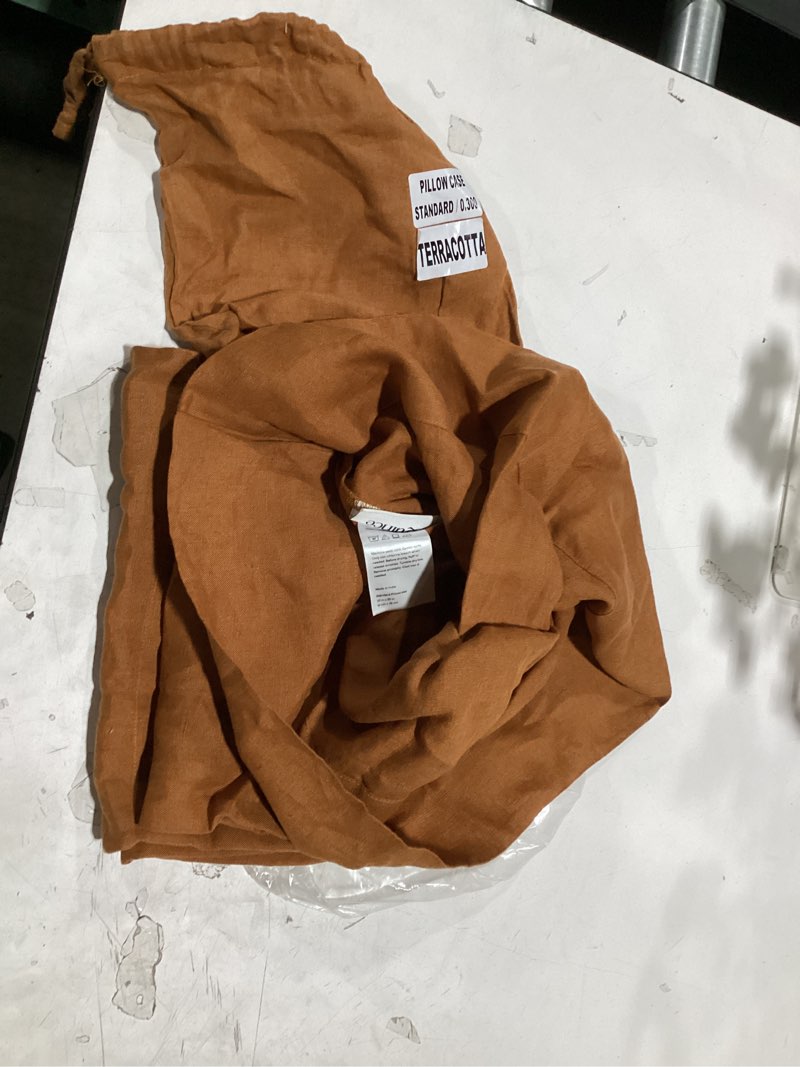 Condition photo showing Good Condition for european linen pillowcase set, standard, terracotta