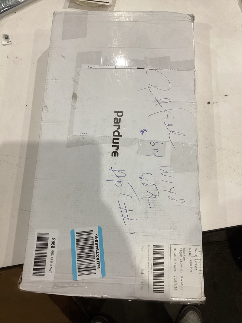 Condition photo showing As Is for Kitchen Sink Faucet with Pull Down Sprayer, Low Arc Stainless Steel 1 or 3 Hole, Single Handle Brushed Nickel Pull Out Kitchen Faucet, Suitable for Farmhouse Camper Laundry Rv Bar