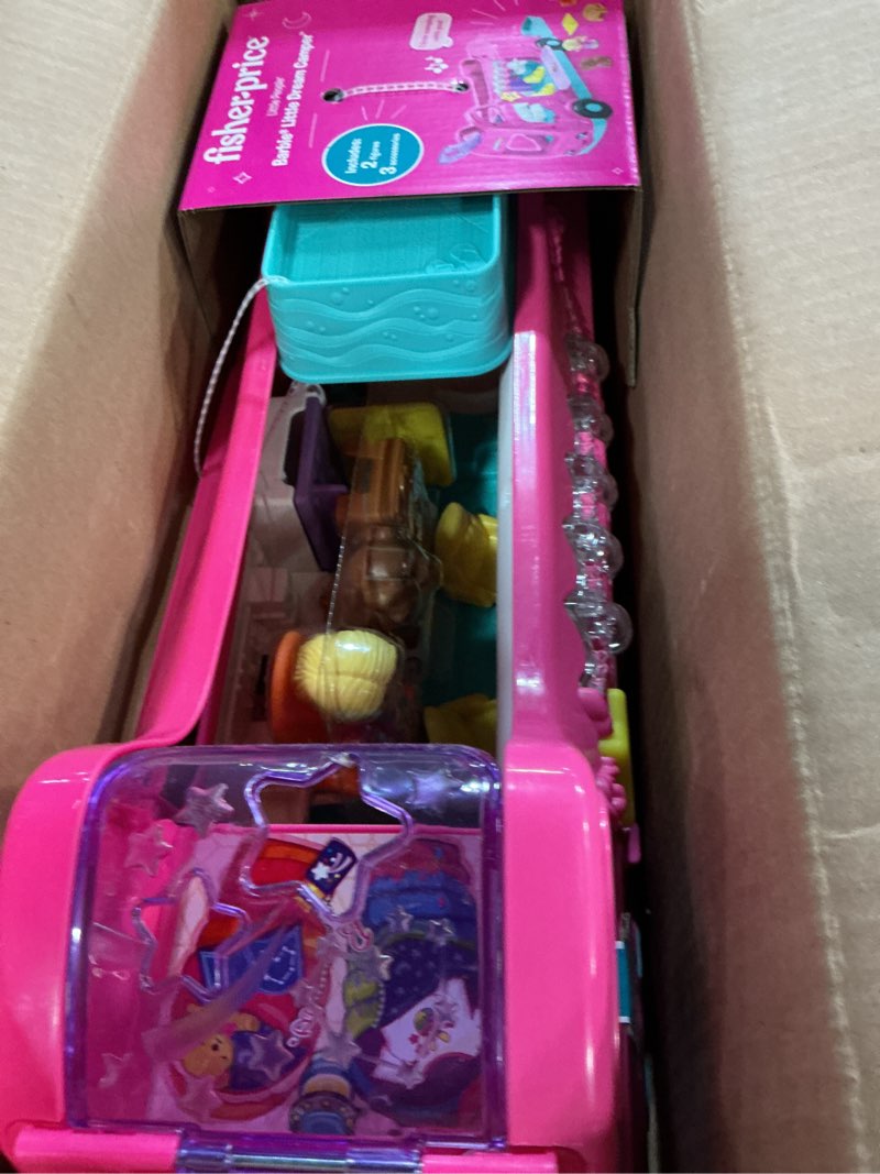 Condition photo showing New/Like New for Fisher-Price Little People Toddler Toy Barbie Dreamcamper RV Playset with Music Lights & Figures for Pretend Play Kids Ages 18+ Months