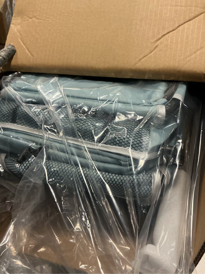 Condition photo showing Good Condition for Double Pet Stroller for Dogs and Cats, One-Hand Folding Dog Stroller Travel Carriage for Small Medium Dogs Cats, 4 Wheels, Blue Light Blue