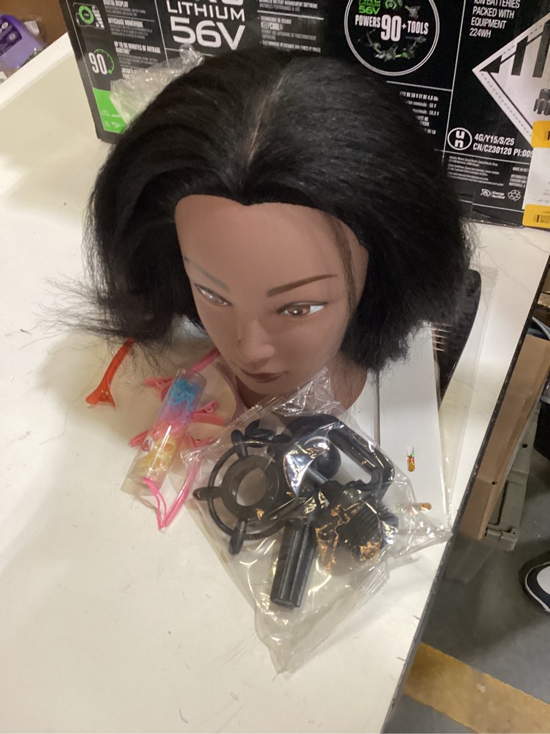 Condition photo showing Good Condition for ishot mannequin head human hair-100% real human hair,hairdresser training head,doll head,beauty school hair practice head,manikin cosmetology black
