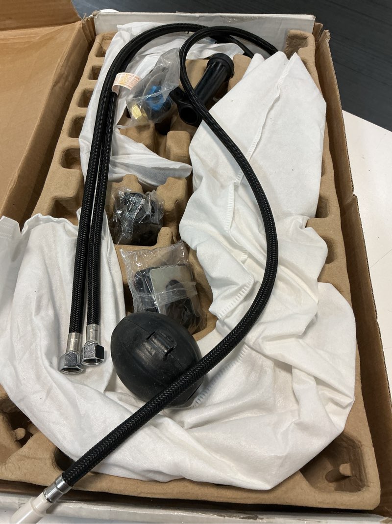 Condition photo showing As Is for delta nicoli brushed gold kitchen faucet with pull down sprayer, modern single hole kitchen sink faucet, single handle, champagne bronze 19867lf-cz