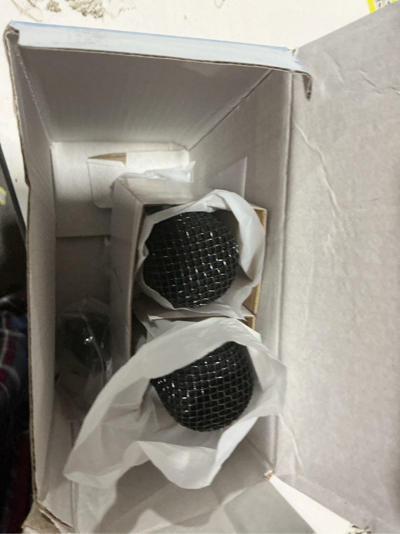 Condition photo showing As Is for (Incomplete) Cool Mini Karaoke Machine Toys: Kids Toys Xmas Birthday Gifts Age 3-12+ LED Portable Bluetooth Speaker with 2 Wireless Microphone Stocking Stuffers Gift Toy for 4 5 6 7 8 9 Years Old Girls Boys Black