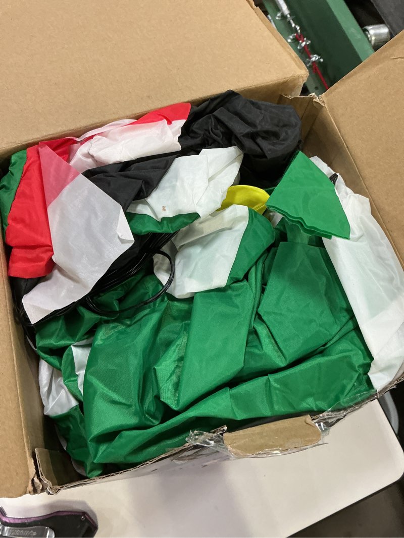 Condition photo showing As Is for 7FT Inflatable Christmas Tree Outdoor Decorations, Blow up Christmas Tree with Penguins & Gift Box Yard Decorations, Build-in LED Lights for Holiday Party Indoor Garden Lawn Patio Festive Decor 7FT Christmas Tree