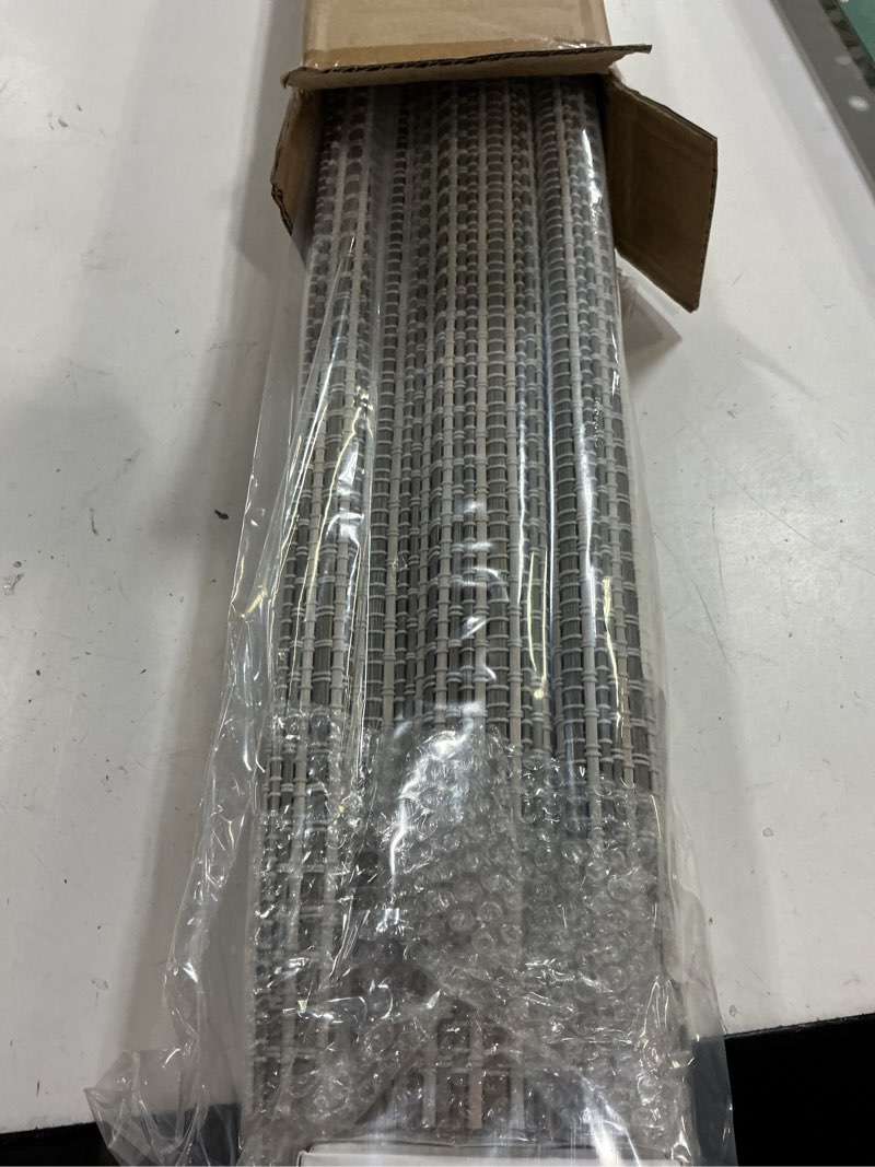 Condition photo showing New/Like New for lazblinds cordless bamboo roman shades for windows, light filtering natural bamboo blinds, easy lift cordless design for living room & bedroom, fits interior windows 31" w x 64" h, greystone greystone 31" w x 64" h