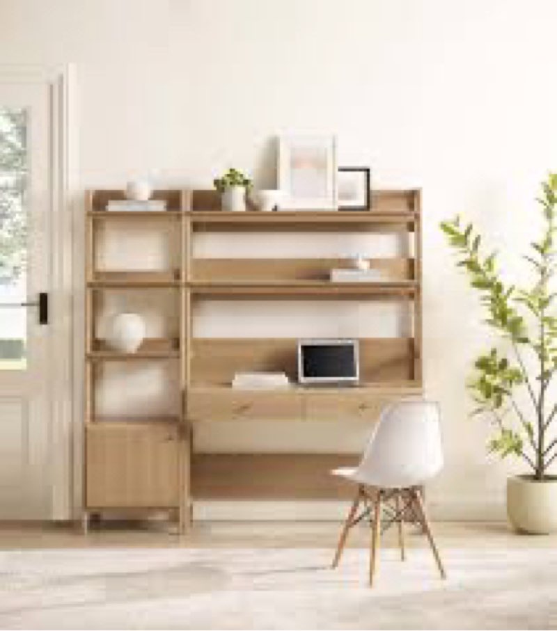 Modway Bixby 2-Piece Wood Office Desk and Bookshelf INCOMPLETE 