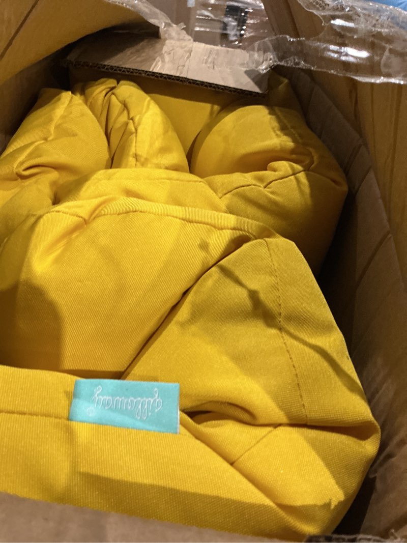 Condition photo showing Good Condition for qilloway outdoor wicker cushion set of 5 - waterproof fade resistant patio furniture cushions, loveseat 2 u-shape 2 lumbar pillows for porch, bench, backyard, garden, yellow
