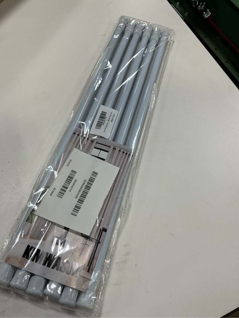 Condition photo showing Good Condition for 6Pcs Spring Tension Curtain Rod?21-38 Inches Adjustable Expandable Pressure White Curtain Tension Rods For Kitchen, Bathroom, Window, Home White 21" to 38"- 6 Pack