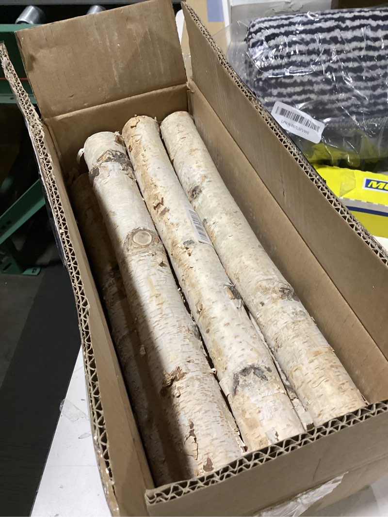 Condition photo showing New/Like New for 6 pack birch logs decorative natural birch log for decoration,crafts,diy,white birch logs for fireplace decor firewood(logs:1.4"-2.6" dia. x 16.5" length) 6pcs1.4"-2.6" dia