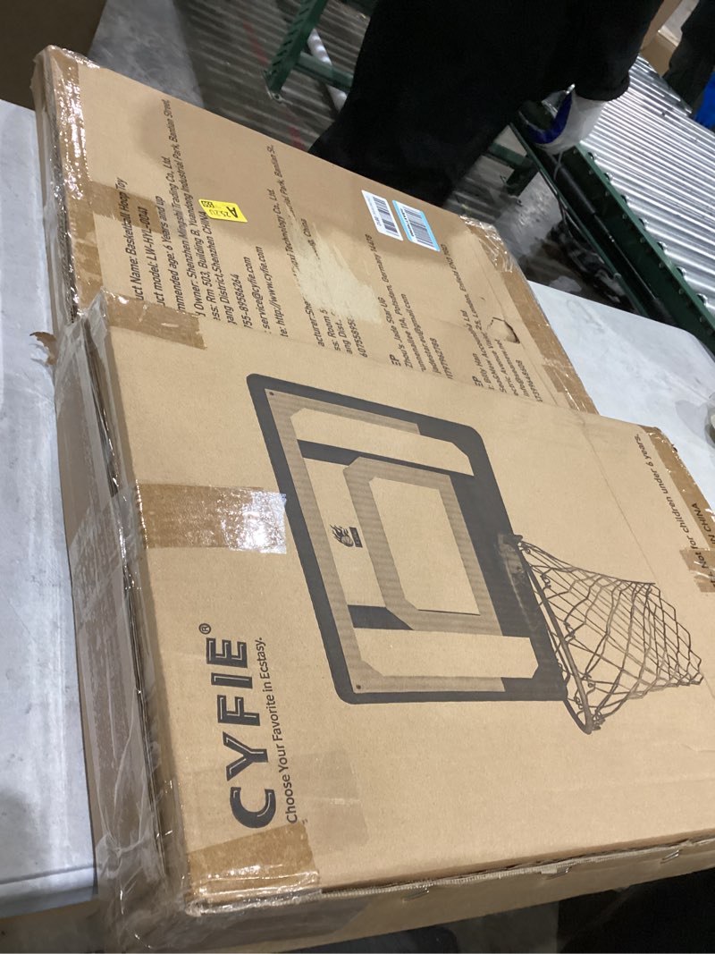Condition photo showing New/Like New for cyfie wall mount large basketball hoop with door hooks, 32" x 23" backboard, ball and rim, outdoor lndoor basketball hoops games set for youth adults kids gifts